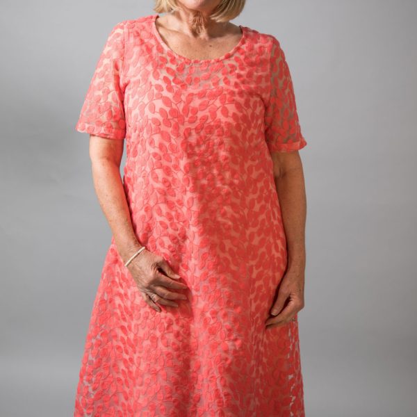 Out of Xile Leaf Embroidered Dress in Tangerine at colmershill.pro