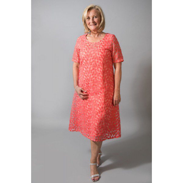 Out of Xile Leaf Embroidered Dress in Tangerine at colmershill.pro