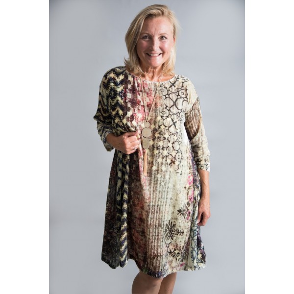 Yavi Silk Velvet Swing Dress Chevron available on colmershill.pro