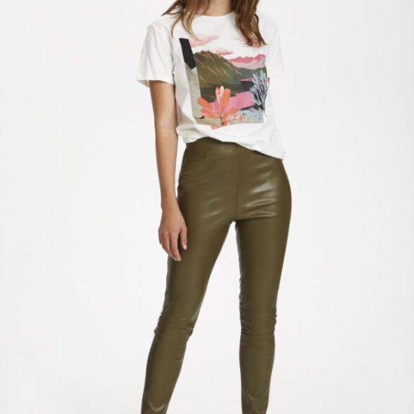 Soaked in Luxury Pleather Leggings Military Olive available on colmershill.pro