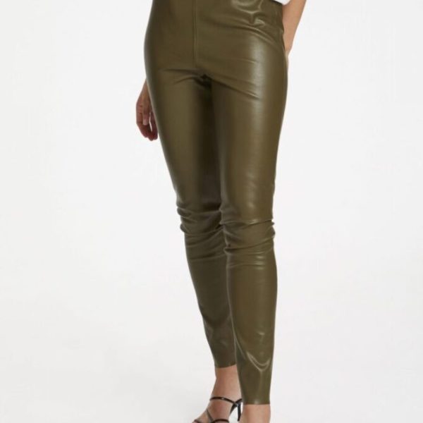 Soaked in Luxury Pleather Leggings Military Olive available on colmershill.pro
