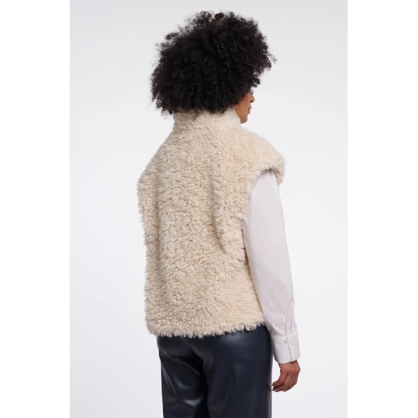 Back view of Rino & Pelle Freya Teddy Waistcoat in Birch with relaxed sleeveless shape