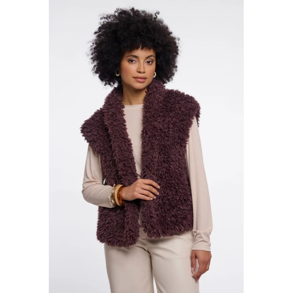 Rino & Pelle Freya Teddy Waistcoat in Chocolate with soft textured finish