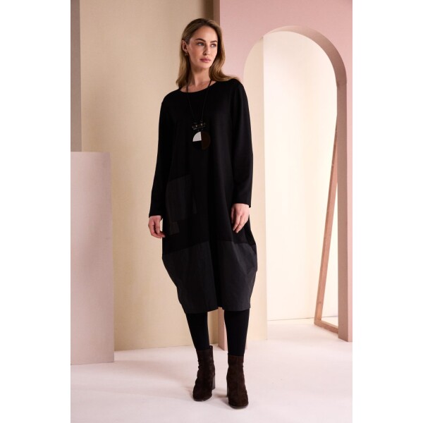 Naya Tulip Dress NAW26164 with detachable two-tone snood and contrast hem