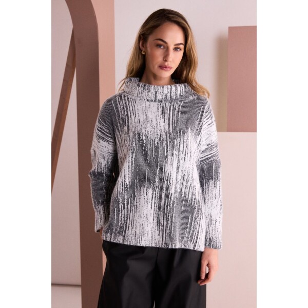 Naya abstract print cowl neck top NAW26205 with long sleeves and relaxed fit