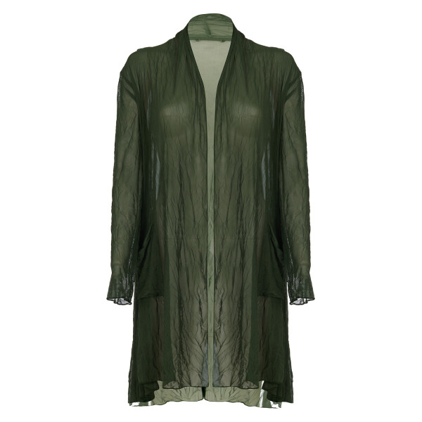 Kozan Maris Crushed Mesh Cardigan Thyme SH-2855 front view