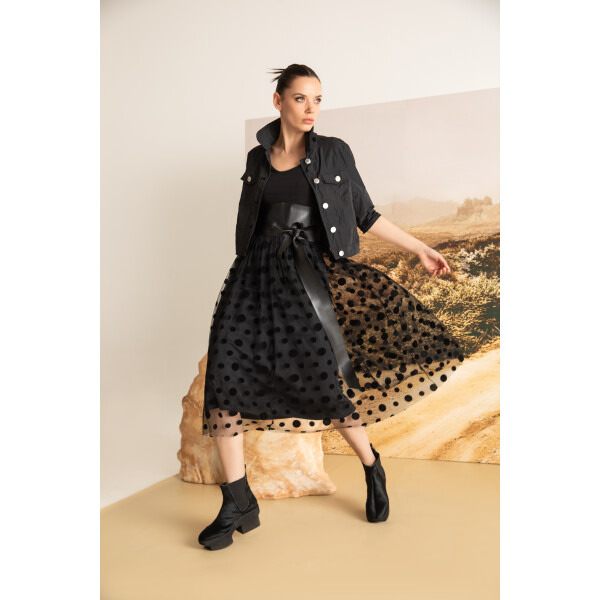 Kozan Cinderella Dress black polka dot mesh skirt detail