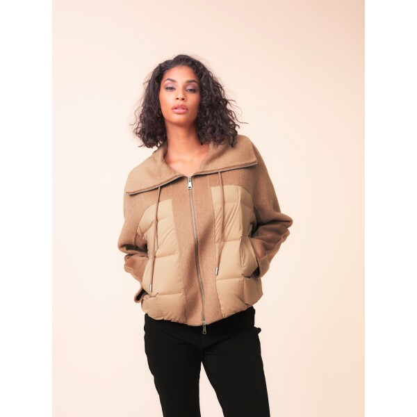 Alison Sheri Puffer Jacket Camel A48156 on model