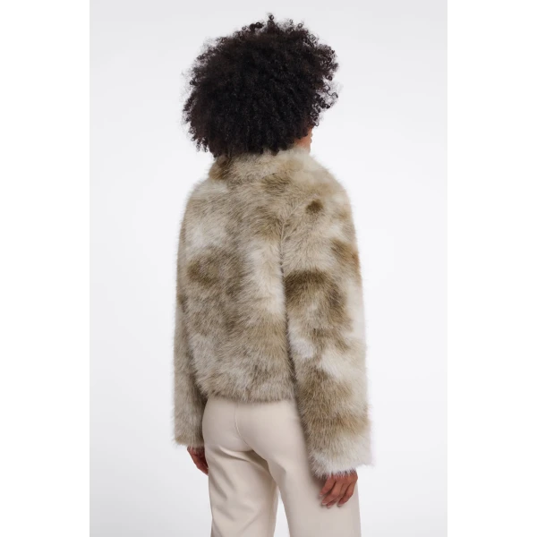Rino & Pelle Armine Faux Fur Jacket in Birch-Basil back view