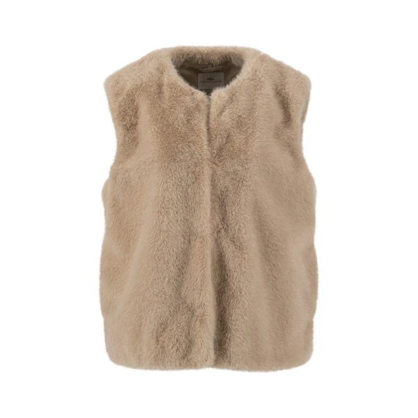 Fynch Hatton Faux Fur Gilet Neutral Tan front view