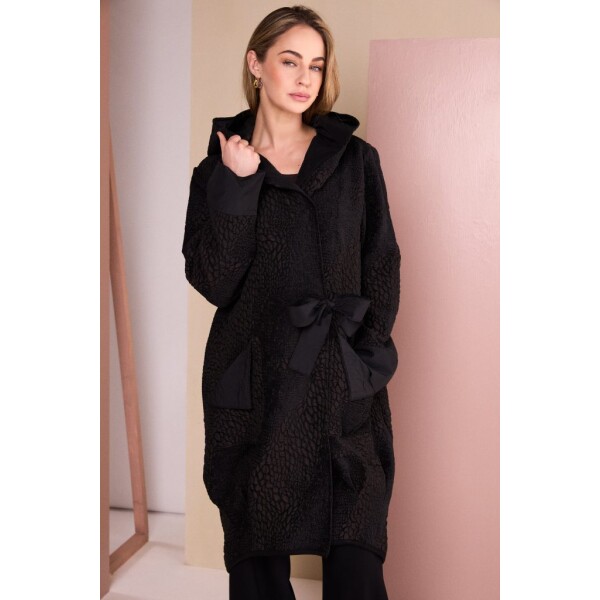 Naya NAW26161 textured jacquard coat styled on model