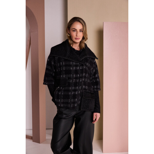 Naya Check Jacket NAW26221 black grey front view