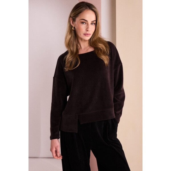 Naya Ribbed Round Neck Top Choko NAW26254 front view