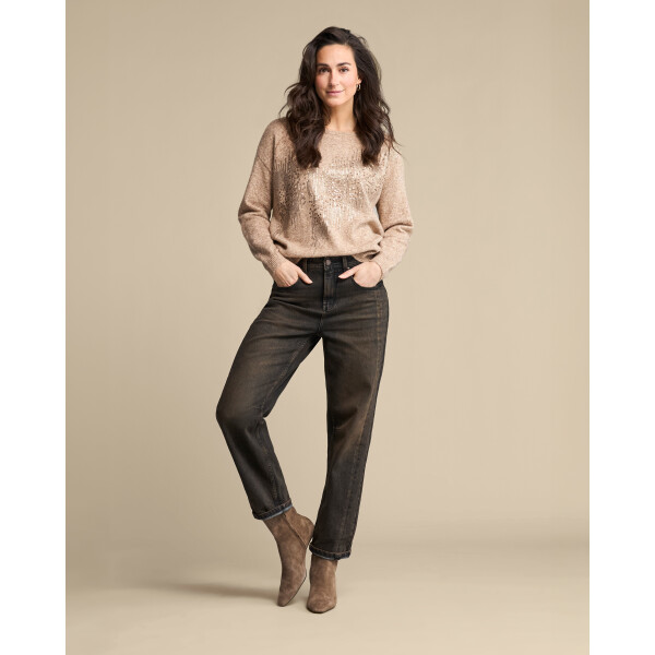 Red Button Caitlina Side Patch Overdye Jeans in Brown Black SRB5031 model view
