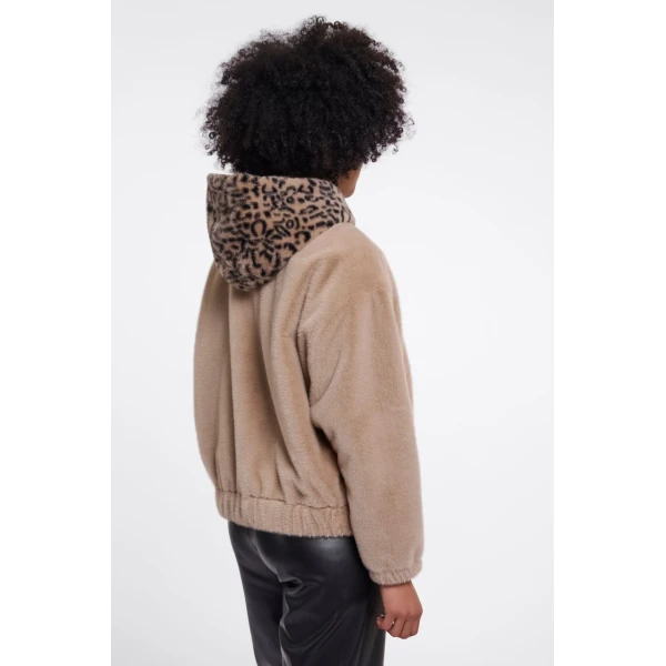 Rino & Pelle Ori faux fur jacket in Oat back view